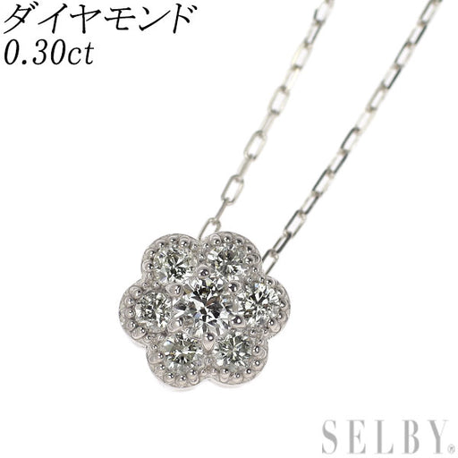 K18 WG ダイヤモンド フラワーデザイン ペンダントヘッド K18WG ダイヤモンド ペンダントネックレス 0.30ct フラワー — セルビー