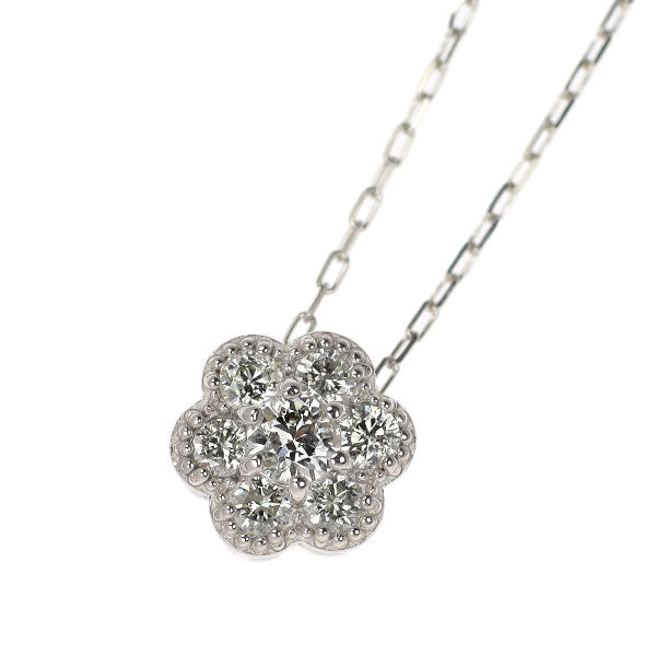 K18WG ダイヤモンド ペンダントネックレス 0.30ct フラワー