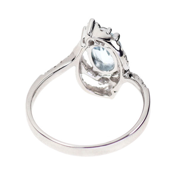 K18WG アクアマリン ダイヤモンド リング 0.92ct D0.35ct