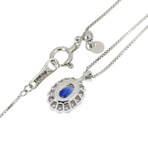 Pt900/ Pt850 ロイヤルブルーサファイア ダイヤモンド ペンダントネックレス 0.47ct D0.17ct