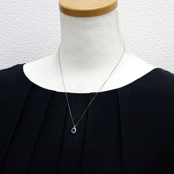 Pt900/ Pt850 ロイヤルブルーサファイア ダイヤモンド ペンダントネックレス 0.47ct D0.17ct