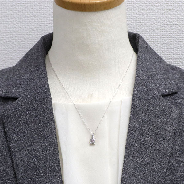 希少 Pt900/ K18WG 天然ピンクダイヤモンド ペンダントネックレス 0.04ct D0.48ct フラワー