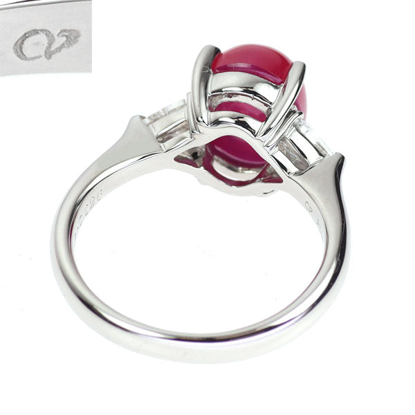 クレサンベール Pt950 再結晶 スタールビー ダイヤモンド リング 3.60ct D0.26ct