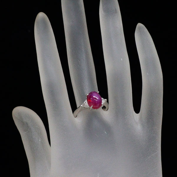 クレサンベール Pt950 再結晶 スタールビー ダイヤモンド リング 3.60ct D0.26ct