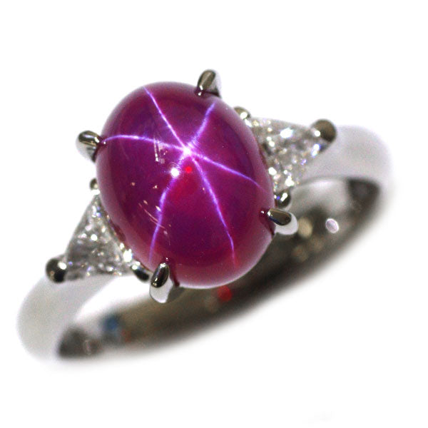 クレサンベール Pt950 再結晶 スタールビー ダイヤモンド リング 3.60ct D0.26ct