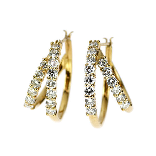 K18YG ダイヤモンド ピアス 0.97ct フープ