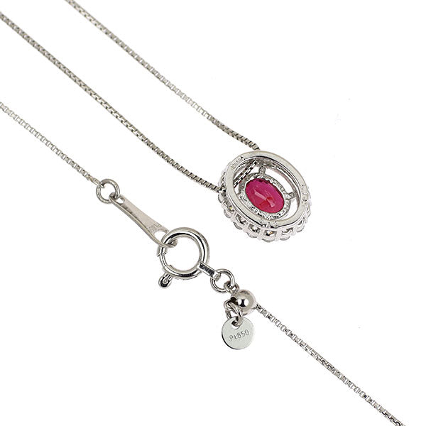 Pt900/ Pt850 ルビー ダイヤモンド ペンダントネックレス 0.42ct D0.14ct