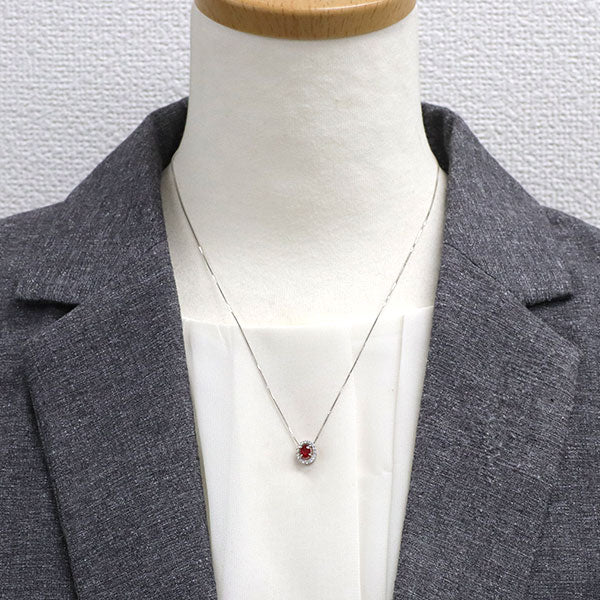 Pt900/ Pt850 ルビー ダイヤモンド ペンダントネックレス 0.42ct D0.14ct