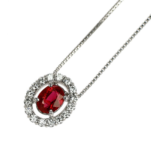 Pt900/ Pt850 ルビー ダイヤモンド ペンダントネックレス 0.42ct D0.14ct
