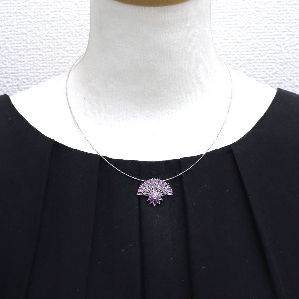 K18WG ピンクサファイア ダイヤモンド ペンダントネックレス 1.58ct D0.22ct