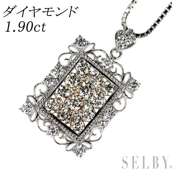 K18WG/PG ダイヤモンド ペンダントネックレス 1.90ct