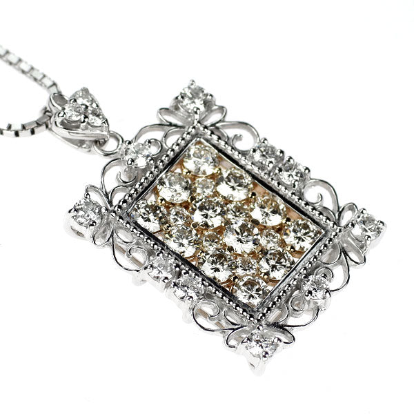 K18WG/PG ダイヤモンド ペンダントネックレス 1.90ct