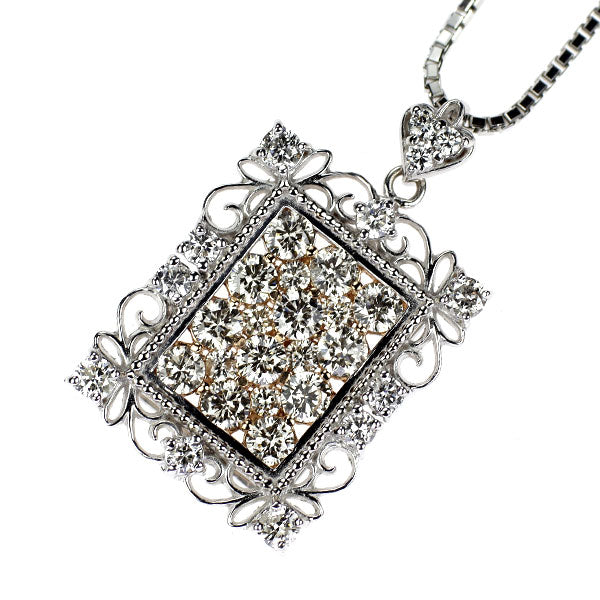 K18WG/PG ダイヤモンド ペンダントネックレス 1.90ct