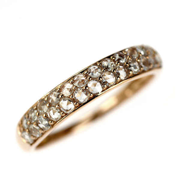 K18PG ローズカット ダイヤモンド リング 0.30ct パヴェ