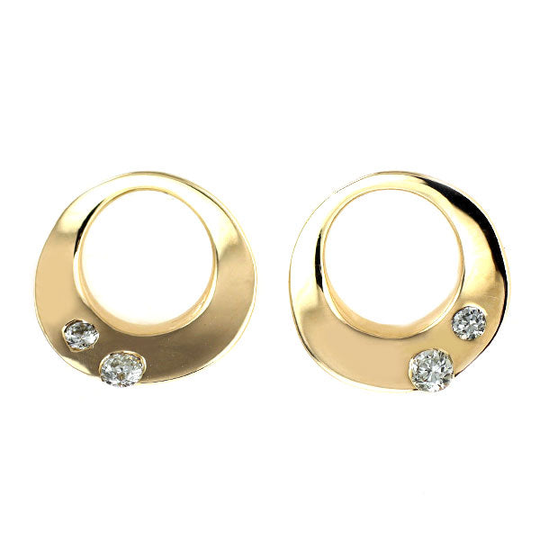 スタージュエリー K18YG ダイヤモンド イヤリング 0.10ct 月 ムーン