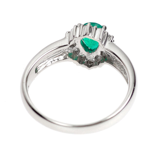 Pt900 ペアシェイプ エメラルド ダイヤモンド リング 0.634ct D0.30ct