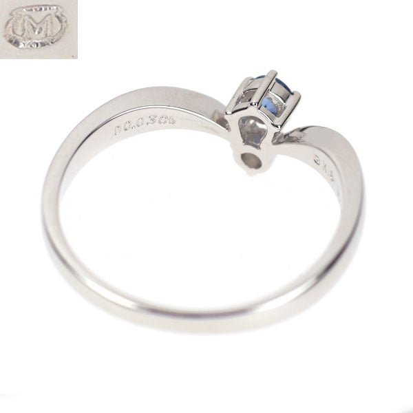 ミキモト K18WG サファイア ダイヤモンド リング 0.12ct D0.03ct