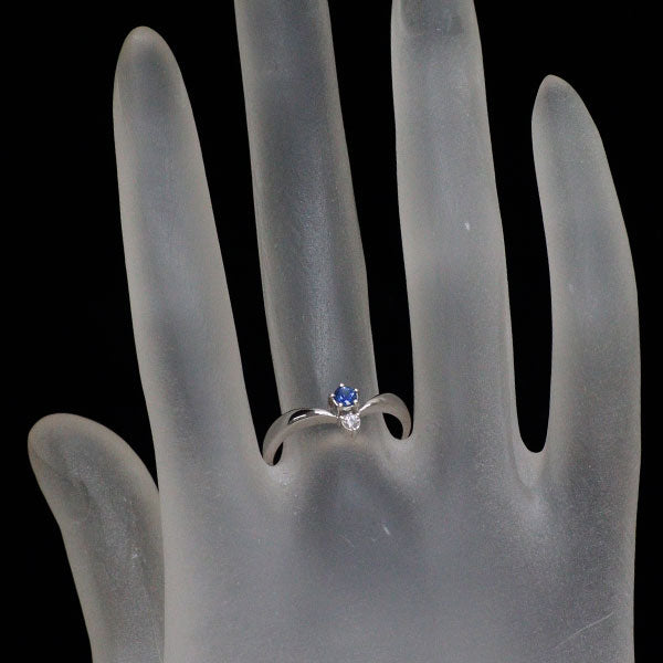 ミキモト K18WG サファイア ダイヤモンド リング 0.12ct D0.03ct