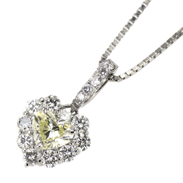 Pt900/Pt850 ハートシェイプ ダイヤモンド ペンダントネックレス 0.374ct D0.35ct