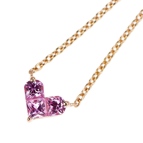 スタージュエリー K18PG ピンクサファイア ペンダントネックレス 0.25ct ミステリアスハート