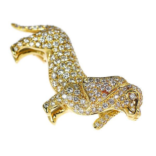 K18YG ダイヤモンド ブローチ 2.53ct 犬