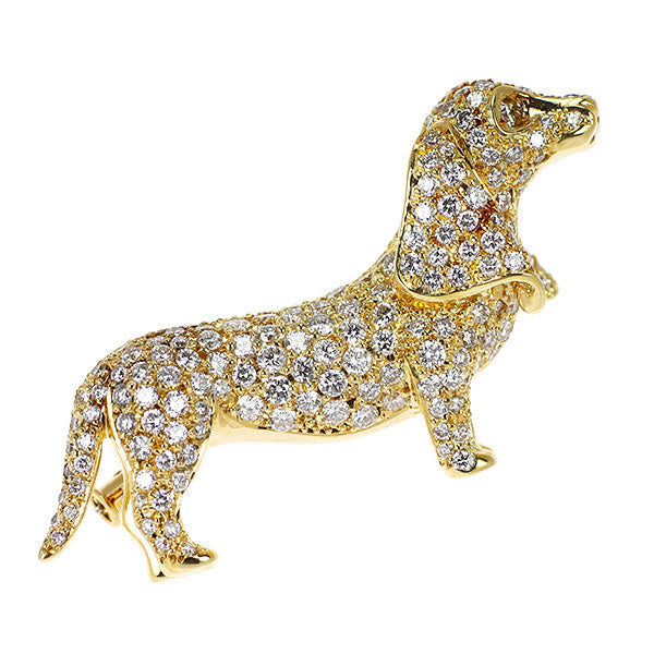 K18YG ダイヤモンド ブローチ 2.53ct 犬