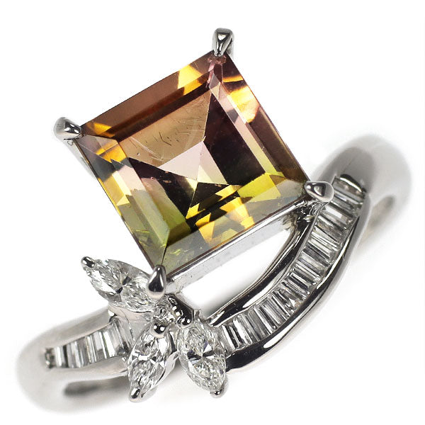 Pt900 パーティーカラード トルマリン ダイヤモンド リング 2.51ct D0.38ct