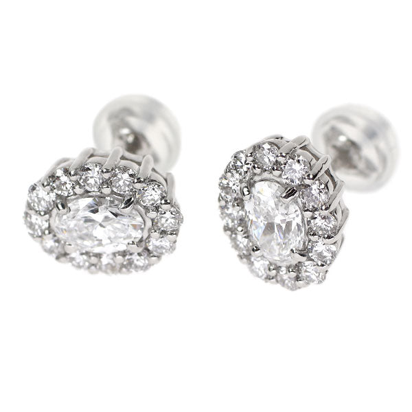 新品 Pt900 最高級オーバルシェイプ ダイヤモンド  ピアス 0.60ct D IF EX/VG D0.52ct スタッド【エスコレ】