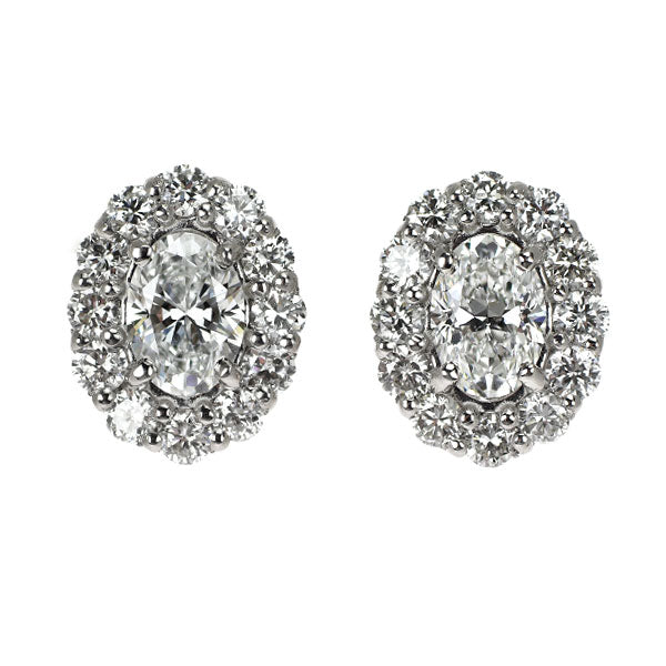 新品 Pt900 最高級オーバルシェイプ ダイヤモンド  ピアス 0.60ct D IF EX/VG D0.52ct スタッド【エスコレ】