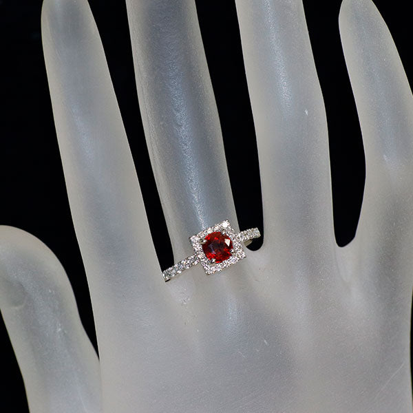 新品 Pt950 ビルマ/ミャンマー産非加熱ピジョンブラッド ルビー ダイヤモンド リング 1.01ct D0.42ct 【エスコレ】