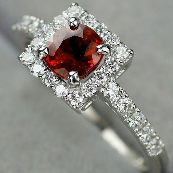 新品 Pt950 ビルマ/ミャンマー産非加熱ピジョンブラッド ルビー ダイヤモンド リング 1.01ct D0.42ct 【エスコレ】