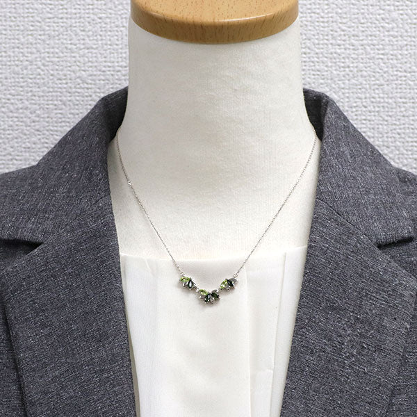 4℃ K18WG グリーントルマリン ペリドット ペンダントネックレス