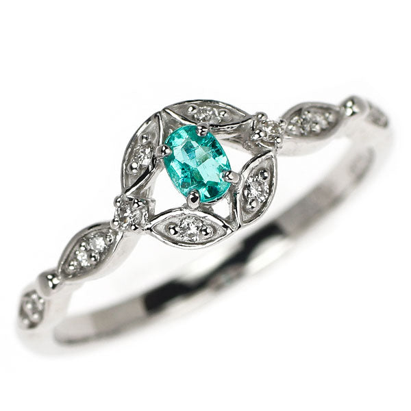 新品 Pt900 パライバ トルマリン ダイヤモンド リング 0.12ct D0.08ct 【エスコレ】