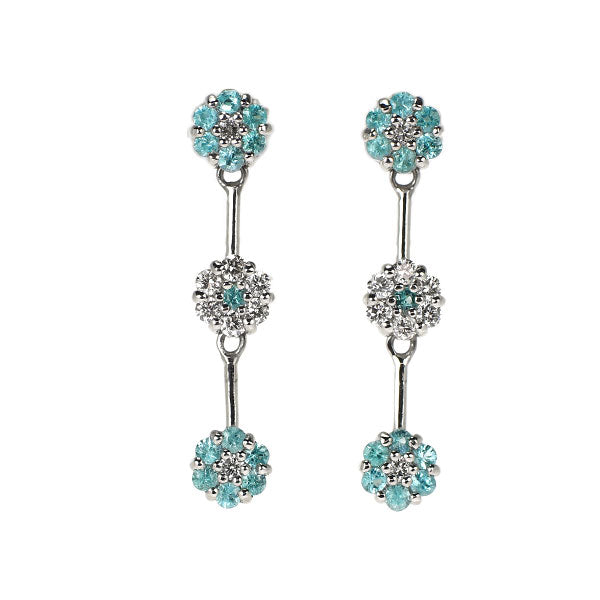新品 希少 Pt900 パライバ トルマリン ダイヤモンド ピアス 0.24ct D0.16ct 【エスコレ】