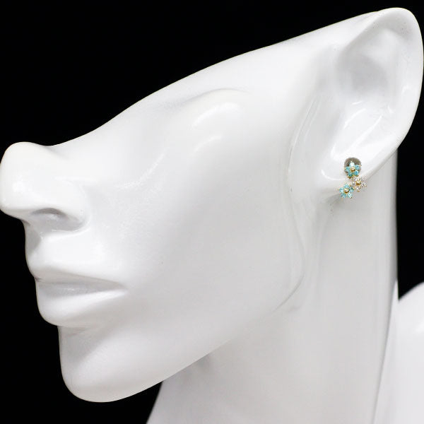 希少 新品 K18YG パライバ トルマリン ダイヤモンド ピアス 0.24ct D0.12ct 【エスコレ】