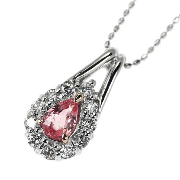 K18WG/PG パパラチアサファイア ダイヤモンド ペンダントネックレス 0.242ct D0.16ct