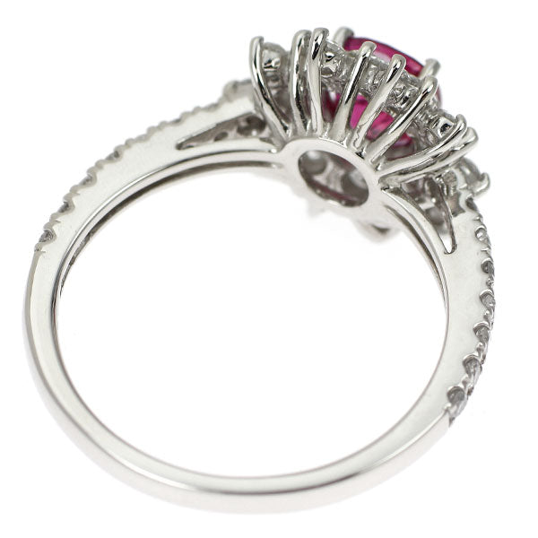 Pt900 非加熱ルビー ダイヤモンド リング 1.12ct D0.75ct