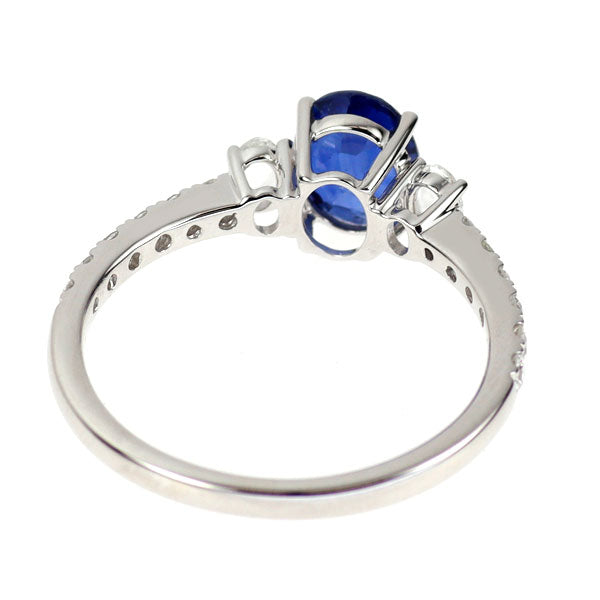 K18WG サファイア ダイヤモンド リング 1.00ct D0.32ct