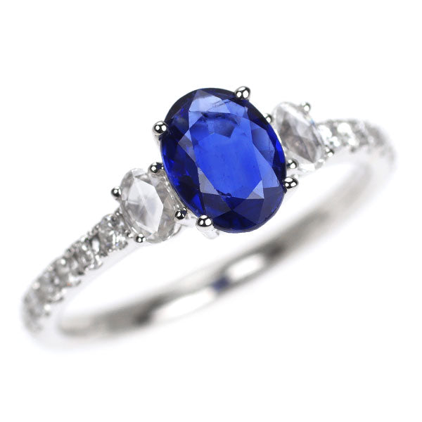 K18WG サファイア ダイヤモンド リング 1.00ct D0.32ct