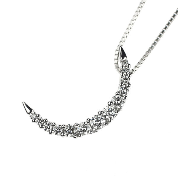 田崎真珠 K18WG ダイヤモンド ペンダントネックレス 0.36ct 月