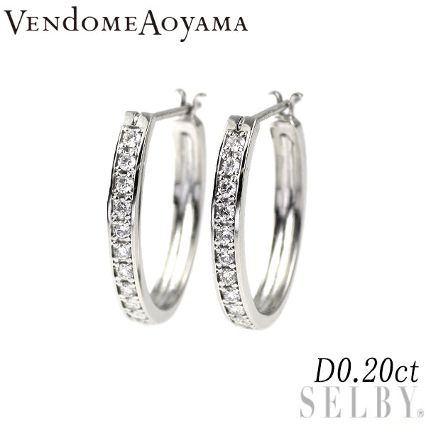 ヴァンドーム青山 Pt950/ Pt900 ダイヤモンド フープピアス 0.20ct