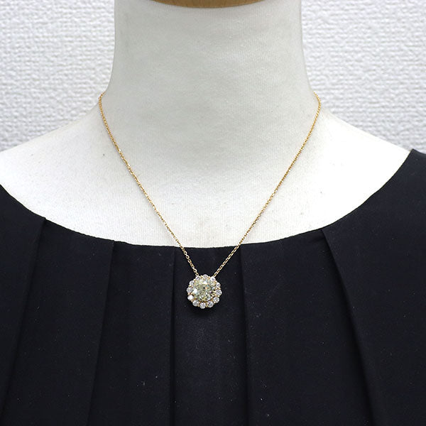 新品 K18YG ダイヤモンド ネックレス 4.392ct LY I1 Poor D1.26ct