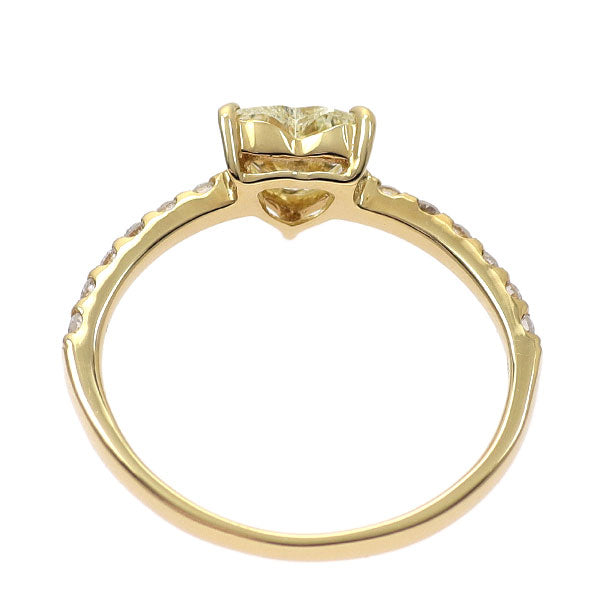 新品 K18YG ハートシェイプ ダイヤモンド リング 0.627ct VLY VS2 D0.15ct