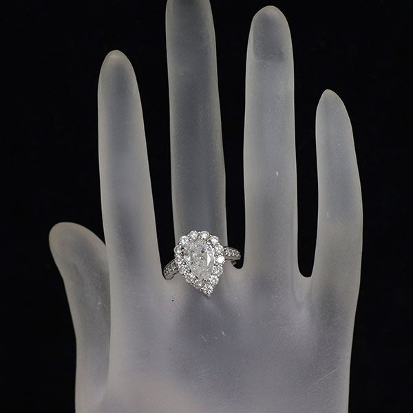 新品 Pt950 LDH ペアシェイプカット ダイヤモンド リング 2.063ct G I1 D1.20ct