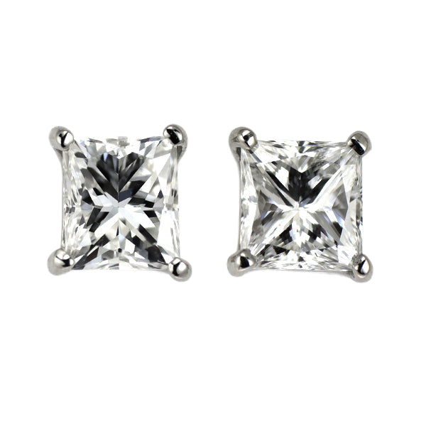 新品 Pt900 プリンセスカット ダイヤモンド ピアス 0.643ct E SI1