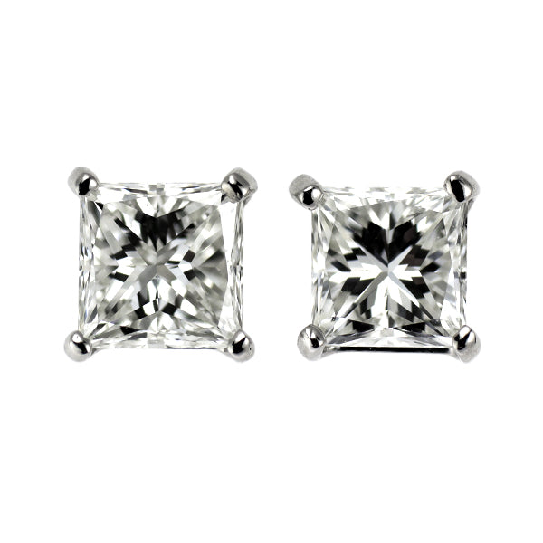 新品 Pt900 プリンセスカット ダイヤモンド ピアス 0.610ct H/I VS2