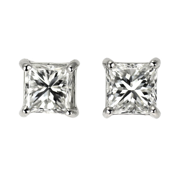 新品 Pt900 プリンセスカット ダイヤモンド ピアス 0.833ct G VS2