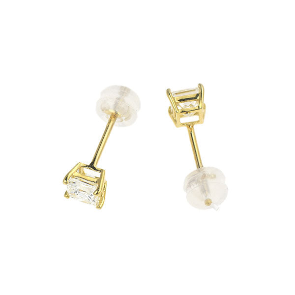 新品 K18YG プリンセスカット ダイヤモンド ピアス 1.063ct I/J VS2