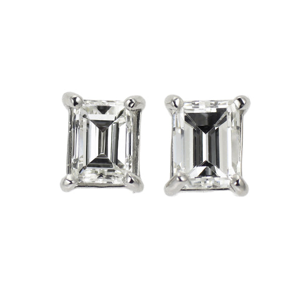 新品 Pt900 バケットカット ダイヤモンド ピアス 0.446ct H VVS2/VS1