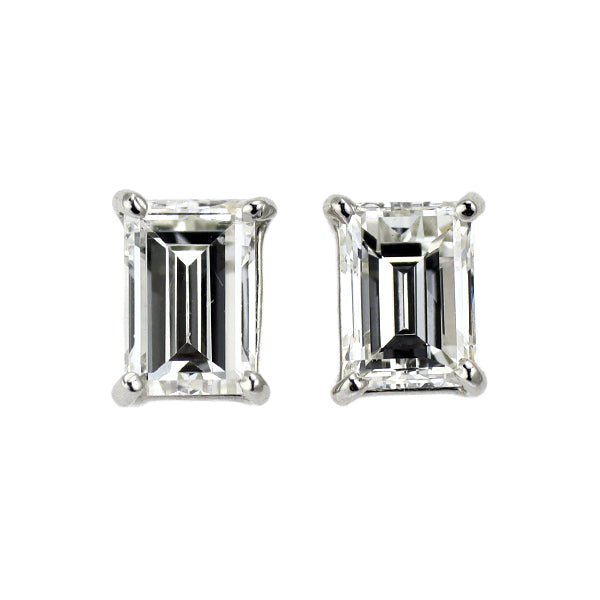 新品 Pt900 バケットカット ダイヤモンド ピアス 0.614ct H VS1-2